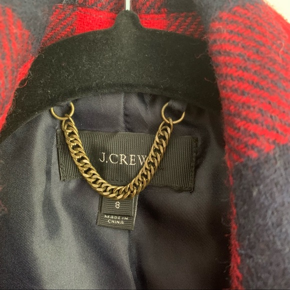 J Crew Red and Navy Buffalo Check Peacoat - Picture 5 of 7